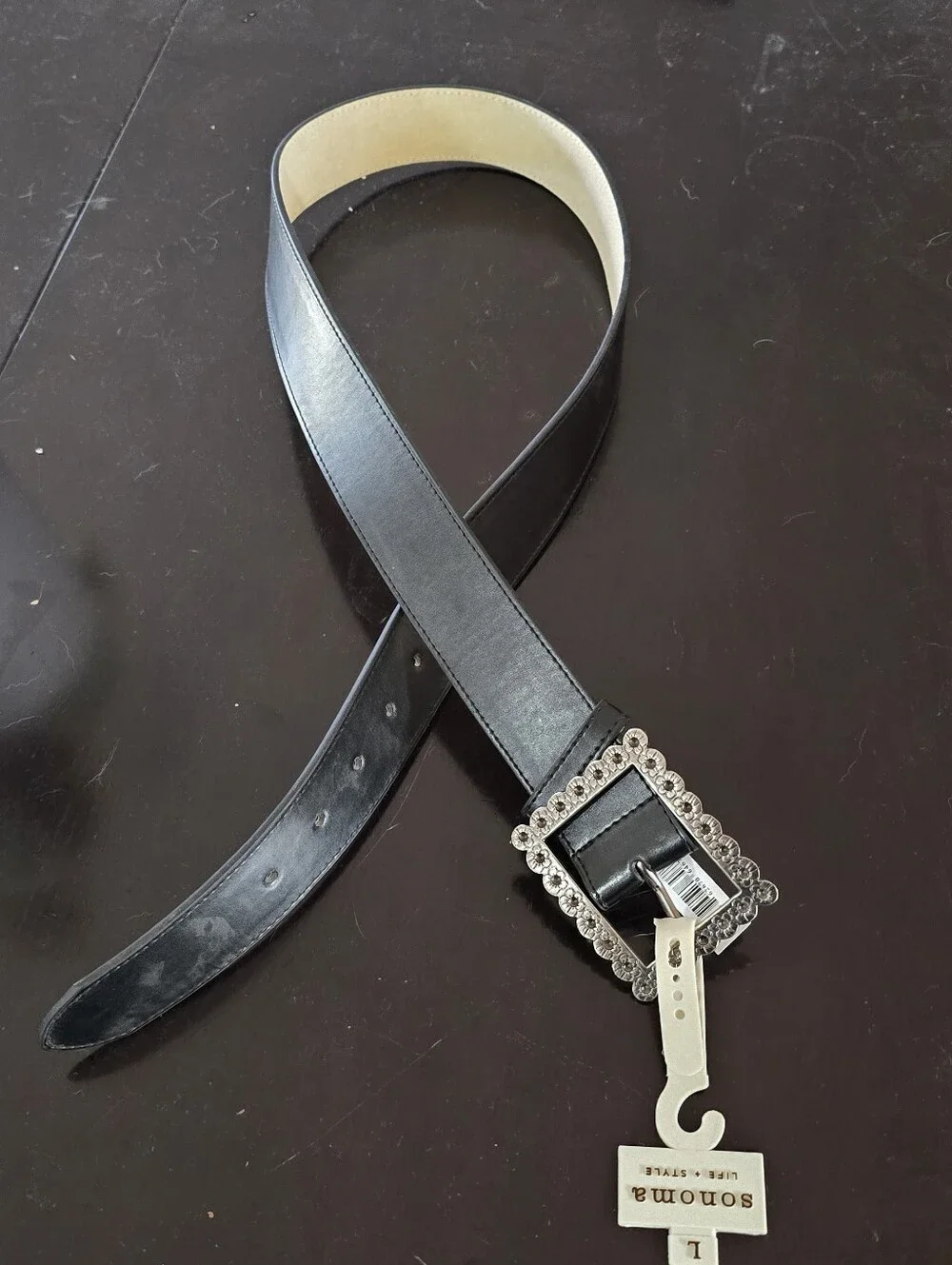Sonoma Black Belt with Silver Rhinestone Buckle Large